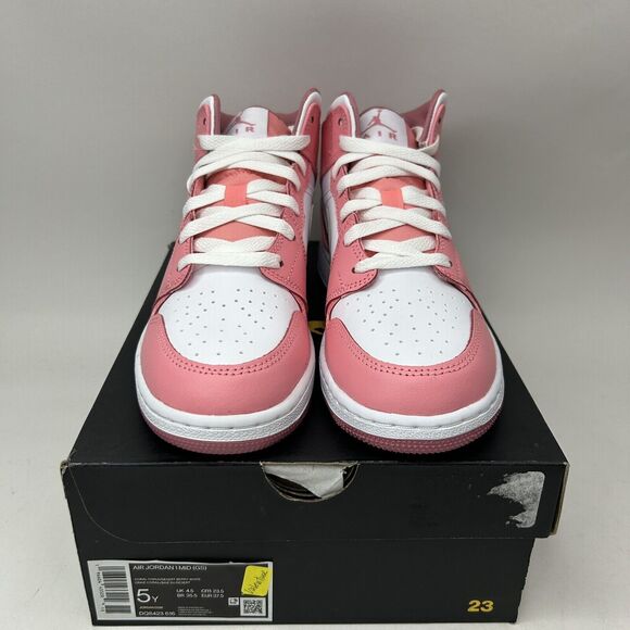 Nike Shoes Air Jordan 1 Retro Mid GS “Valentines Day/Coral Pink” 2023 - Picture 2 of 5